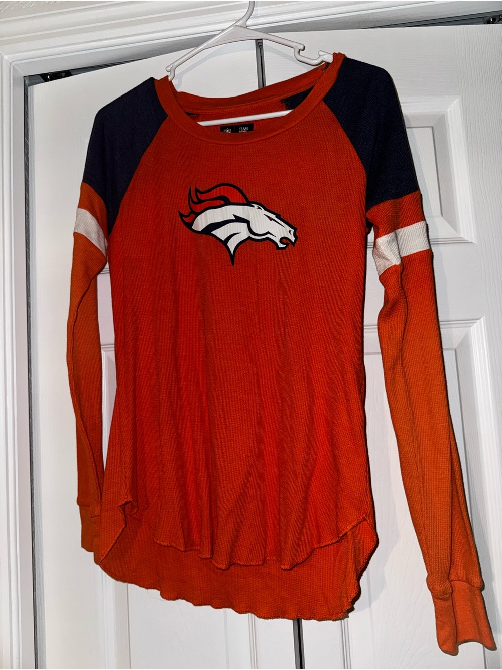 Denver Broncos Orange Long-Sleeve waffleRaglan Top